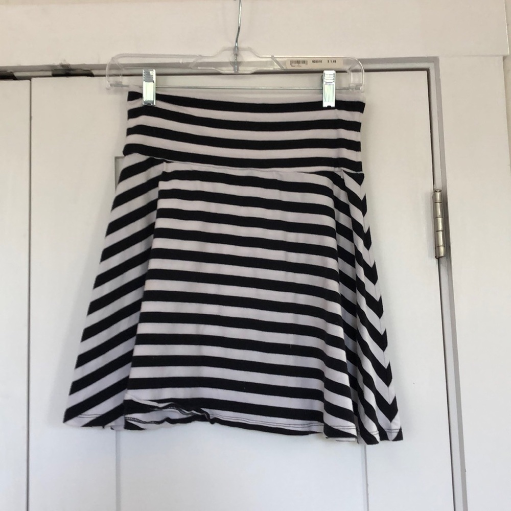 Black and white striped skater skirt